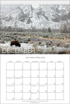 Our "Rocky Mountain Wildlife" wall calendar - December